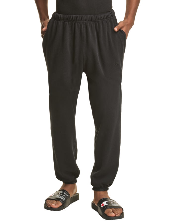 Champion Mens Sweatpants NZ - Lightweight Fleece Black ( 5496-HVKXY )